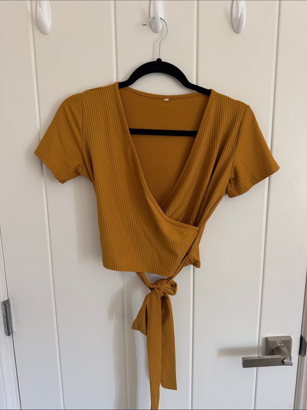 Mustard Wrap Cropped Top - Women